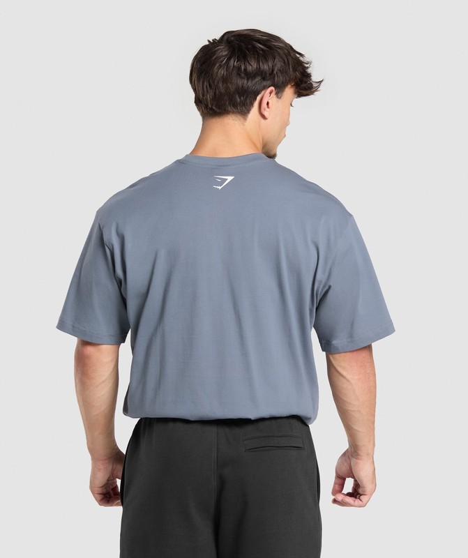 Gymshark 2012 Lifting Oversized T-Shirt Iron Blue | 87345SHYO
