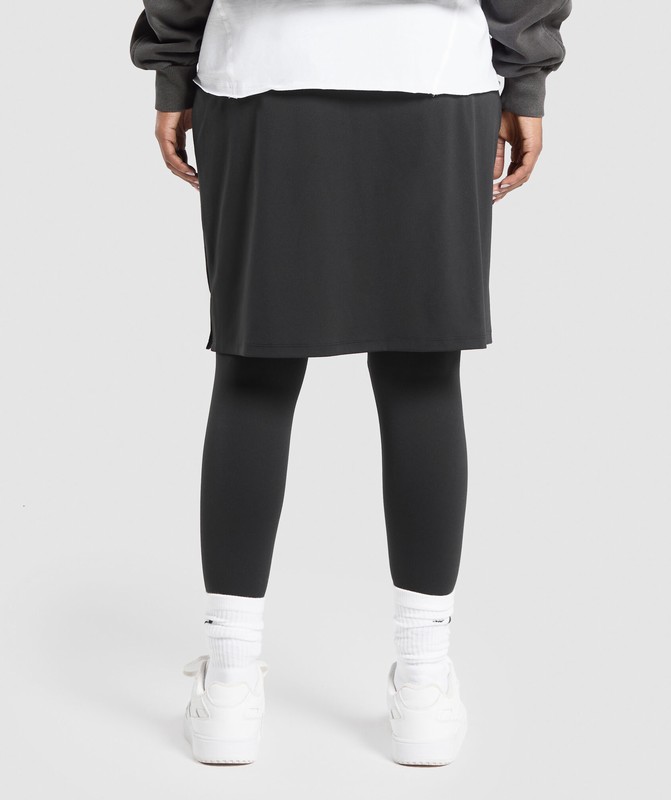Gymshark 2 In 1 High Waisted Skirt Leggings Black | 40687OQBT