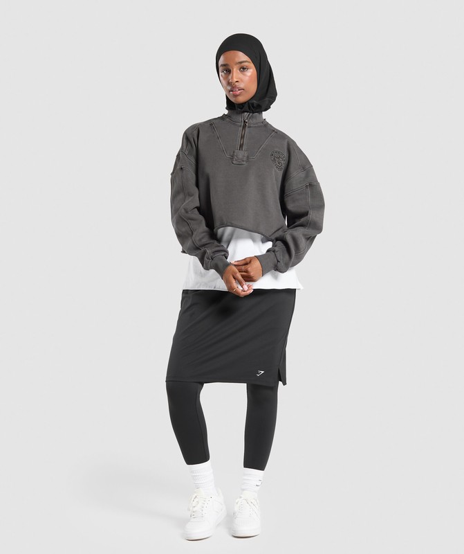 Gymshark 2 In 1 High Waisted Skirt Leggings Black | 40687OQBT