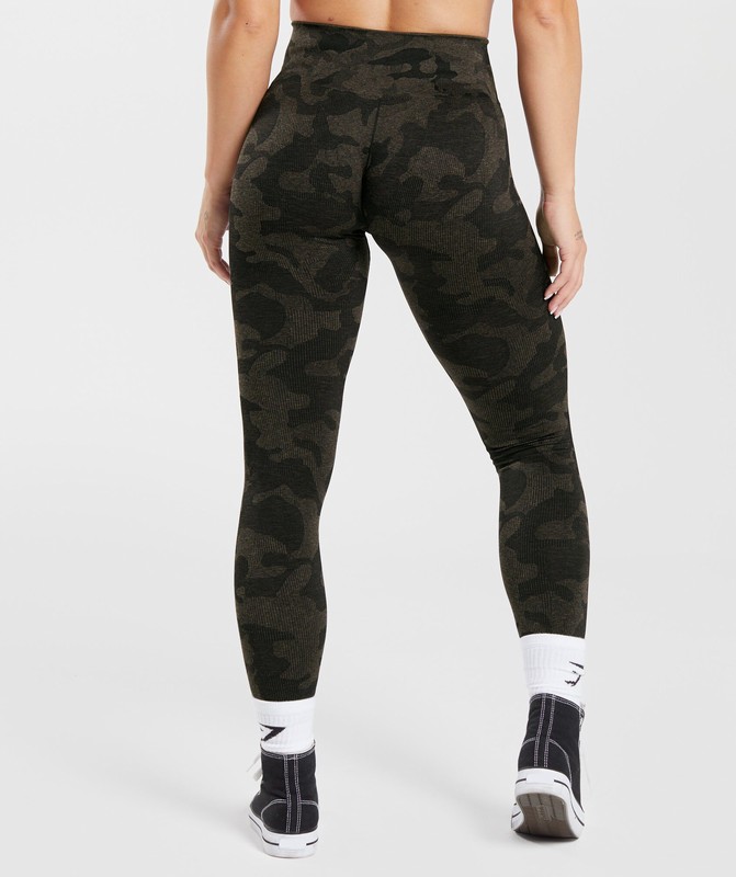Gymshark Adapt Camo Seamless Leggings Black / Camo Brown | 49820QNKE