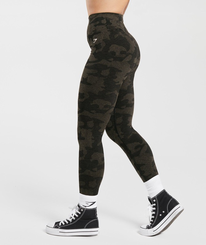 Gymshark Adapt Camo Seamless Leggings Black / Camo Brown | 49820QNKE