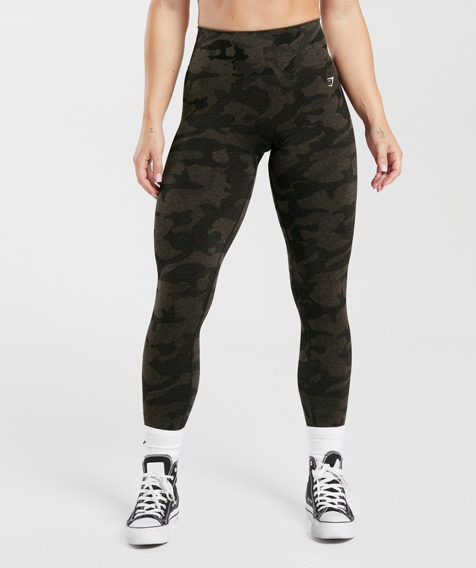 Gymshark Adapt Camo Seamless Leggings Black / Camo Brown | 49820QNKE