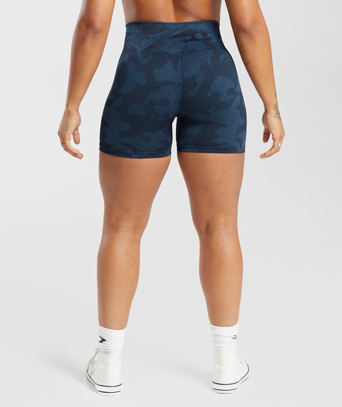 Gymshark Adapt Camo Seamless Ribbed Shorts Midnight Blue / Ash Blue | 84912GTDQ