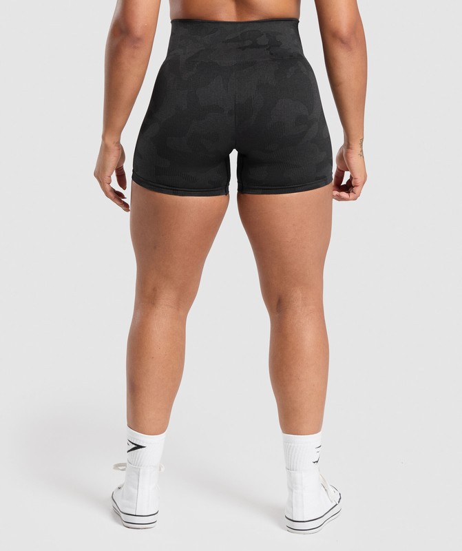 Gymshark Adapt Camo Seamless Shorts Black / Asphalt Grey | 05168GKYX