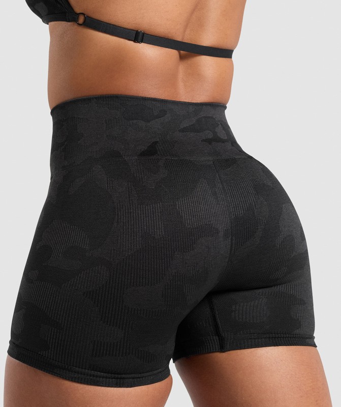 Gymshark Adapt Camo Seamless Shorts Black / Asphalt Grey | 05168GKYX