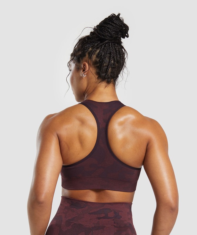 Gymshark Adapt Camo Seamless Sports Bra Plum Brown / Burgundy Brown | 86413HNFK