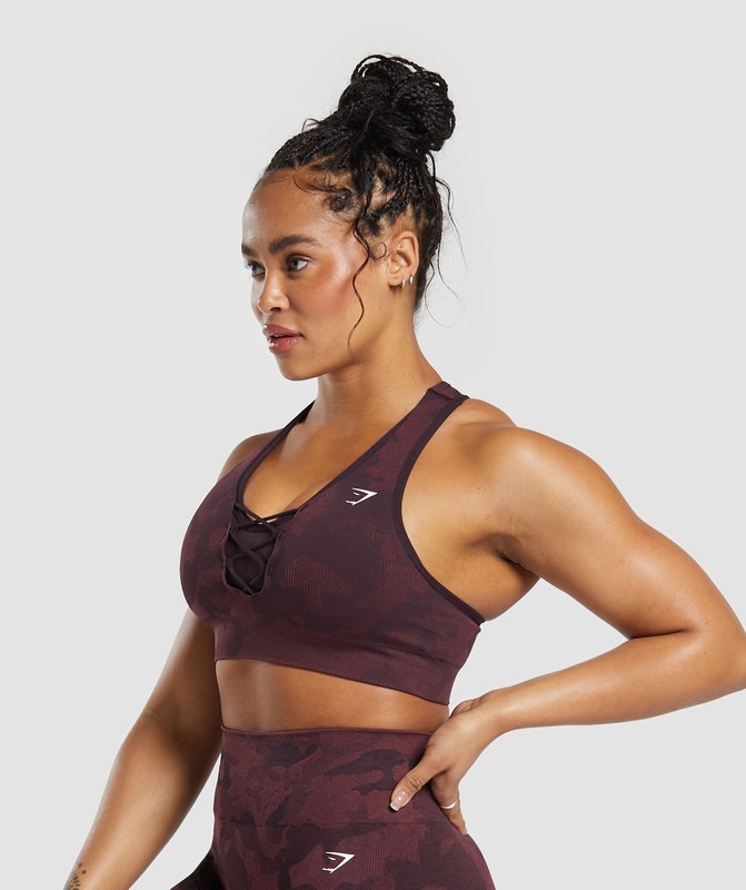 Gymshark Adapt Camo Seamless Sports Bra Plum Brown / Burgundy Brown | 86413HNFK