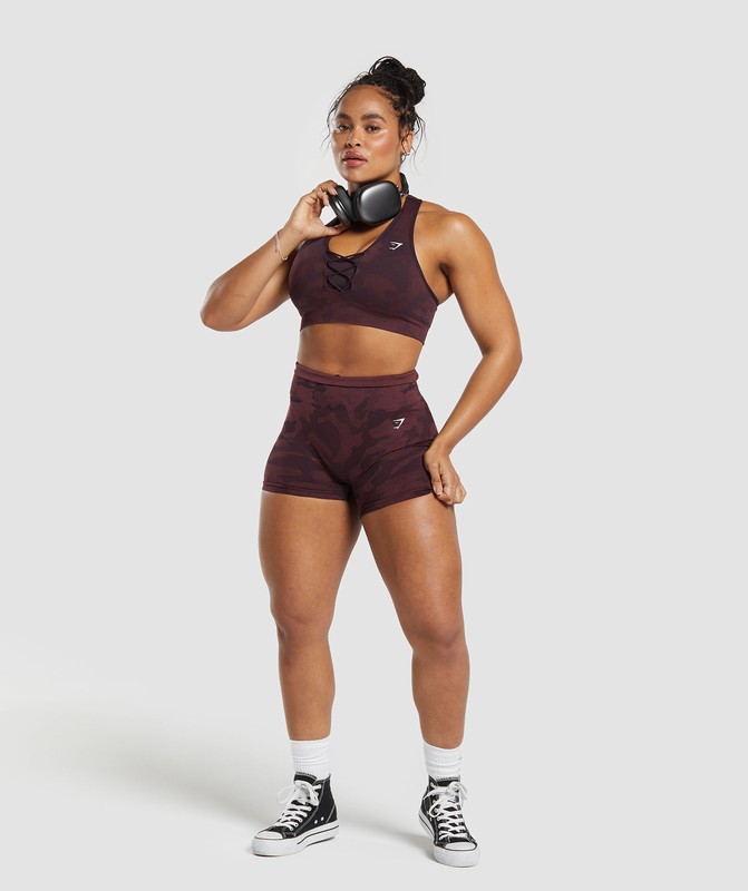 Gymshark Adapt Camo Seamless Sports Bra Plum Brown / Burgundy Brown | 86413HNFK