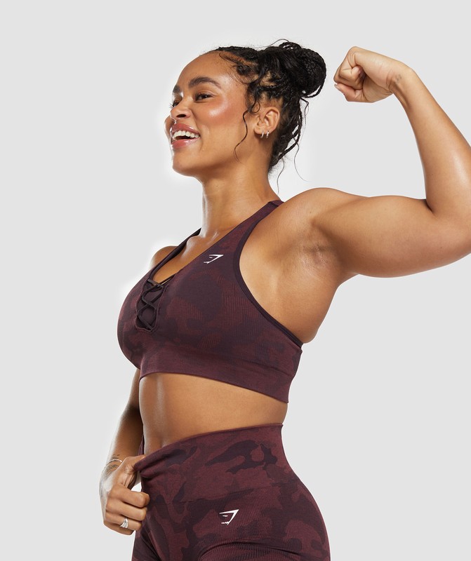 Gymshark Adapt Camo Seamless Sports Bra Plum Brown / Burgundy Brown | 86413HNFK