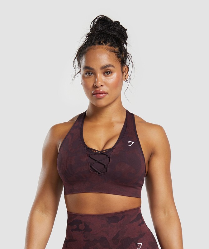 Gymshark Adapt Camo Seamless Sports Bra Plum Brown / Burgundy Brown | 86413HNFK
