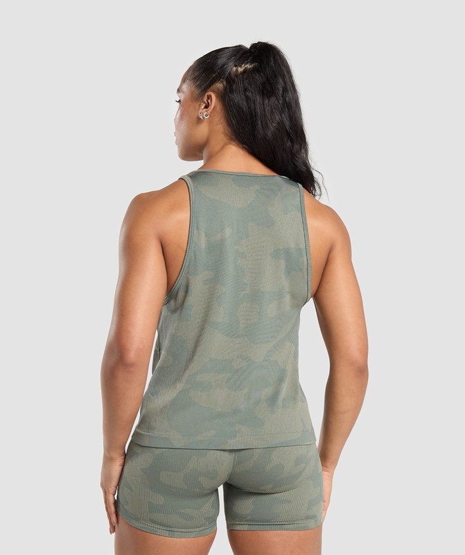 Gymshark Adapt Camo Seamless Tank Unit Green / Chalk Green | 39415BLAU