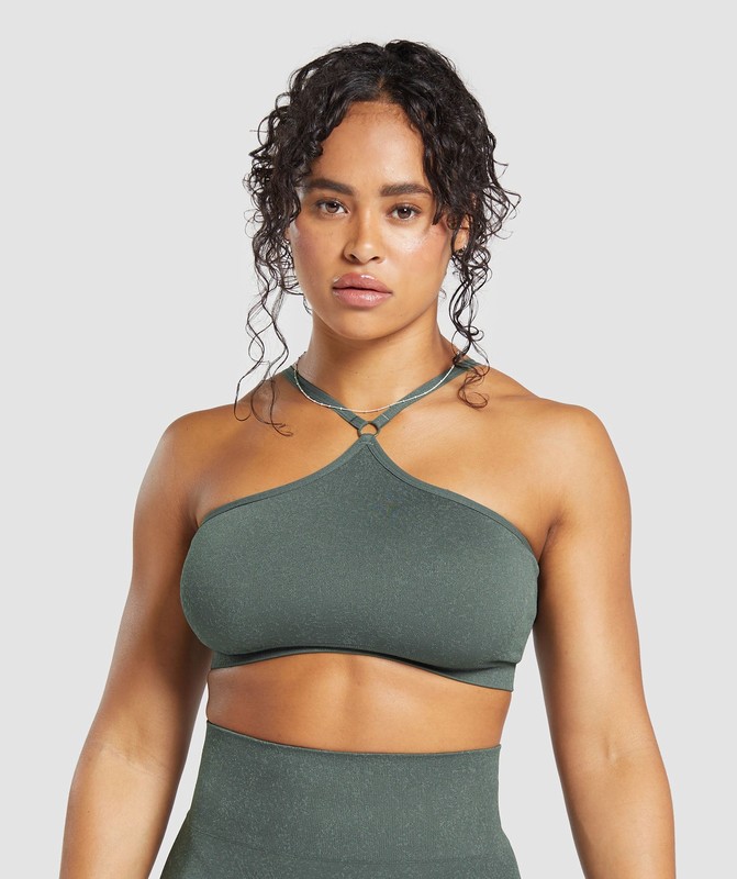 Gymshark Adapt Fleck Seamless Halterneck Bralette- Slate Teal/Cargo Teal Slate Teal / Cargo Teal In | 43829KHRY