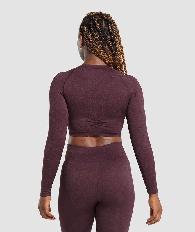 Gymshark Adapt Fleck Seamless Long Sleeve Crop Top Depth Purple / Steel Purple | 15629YKLV