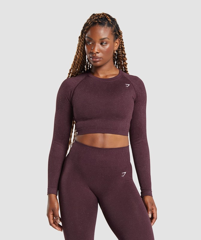 Gymshark Adapt Fleck Seamless Long Sleeve Crop Top Depth Purple / Steel Purple | 15629YKLV
