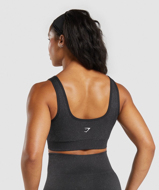 Gymshark Adapt Fleck Sports Bra Black / Smokey Grey | 80925KBME