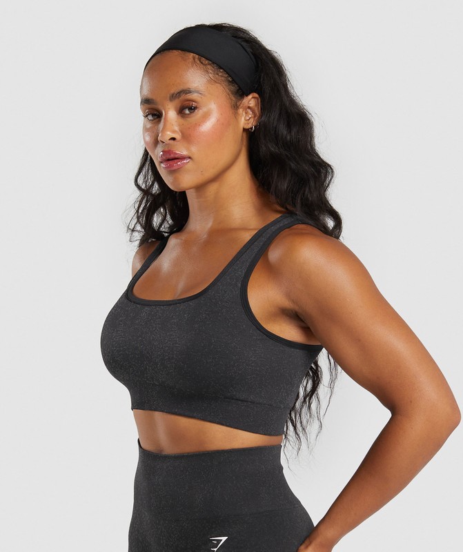 Gymshark Adapt Fleck Sports Bra Black / Smokey Grey | 80925KBME