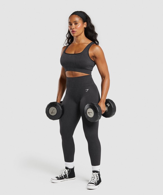 Gymshark Adapt Fleck Sports Bra Black / Smokey Grey | 80925KBME