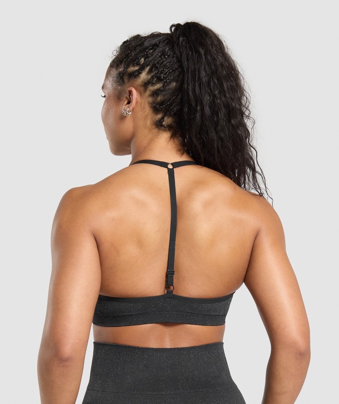 Gymshark Adapt Fleck T-Back Bra Black | 75810HIUQ