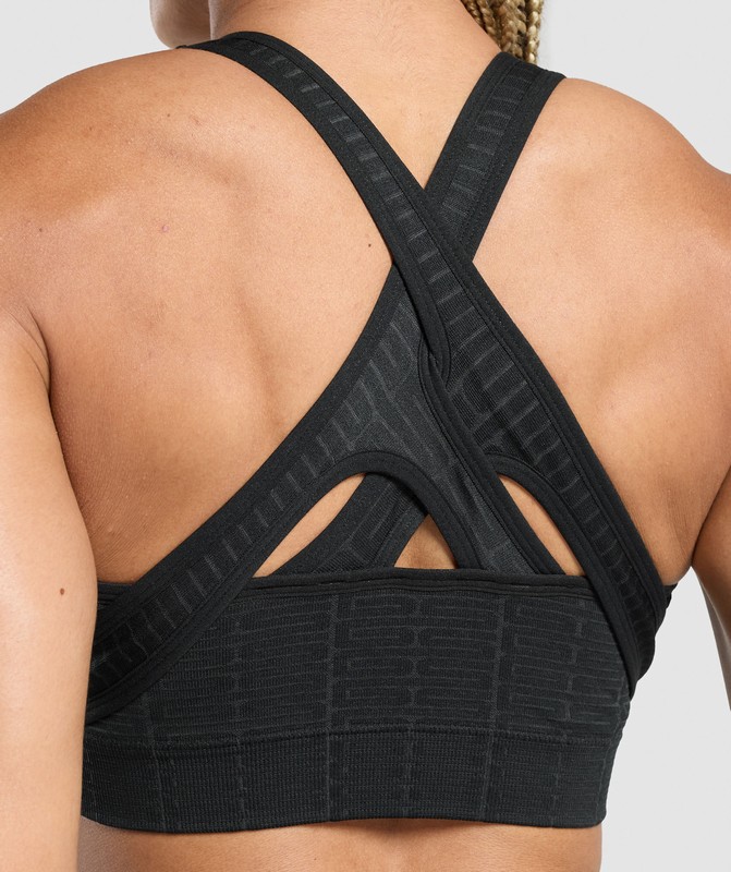 Gymshark Adapt Monogram Seamless Sports Bra Black / Pitch Grey / Black / Pitch Grey | 02376GELM