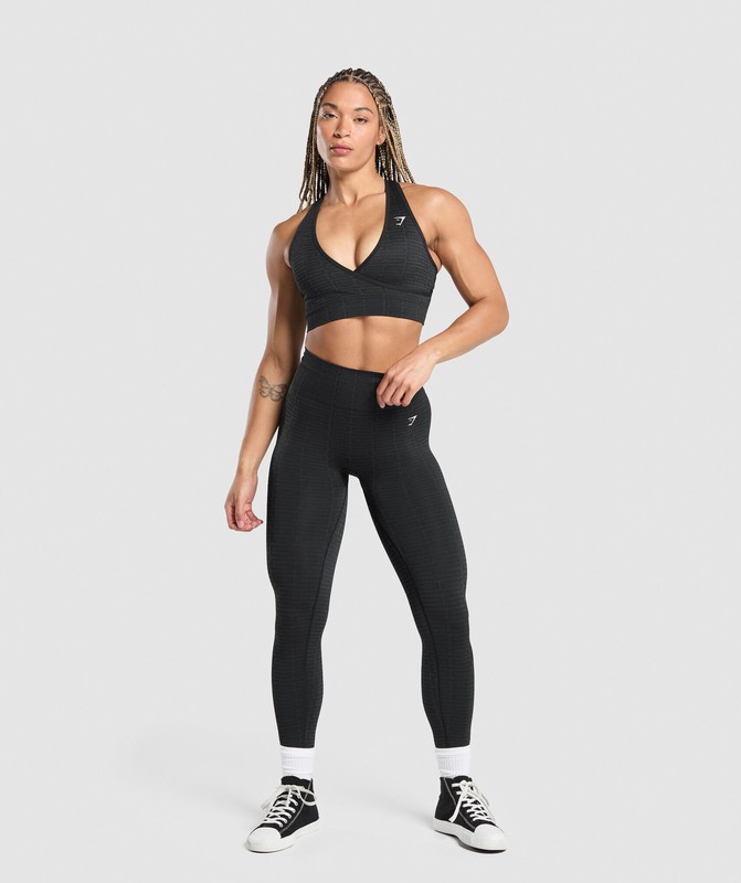 Gymshark Adapt Monogram Seamless Sports Bra Black / Pitch Grey / Black / Pitch Grey | 02376GELM