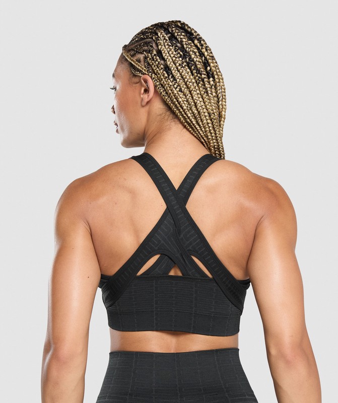 Gymshark Adapt Monogram Seamless Sports Bra Black / Pitch Grey / Black / Pitch Grey | 02376GELM