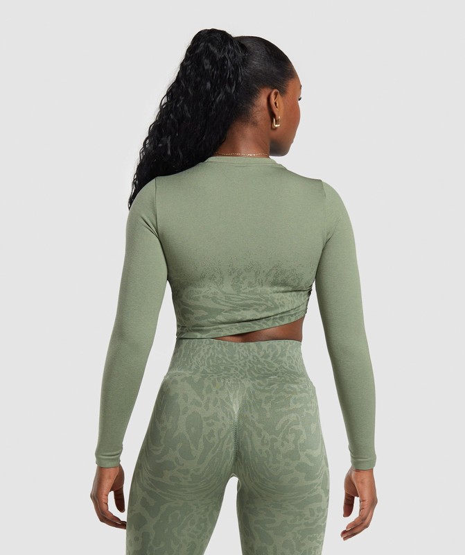 Gymshark Adapt Safari Seamless Faded Long Sleeve Top Force Green / Faded Green | 21896HLYW