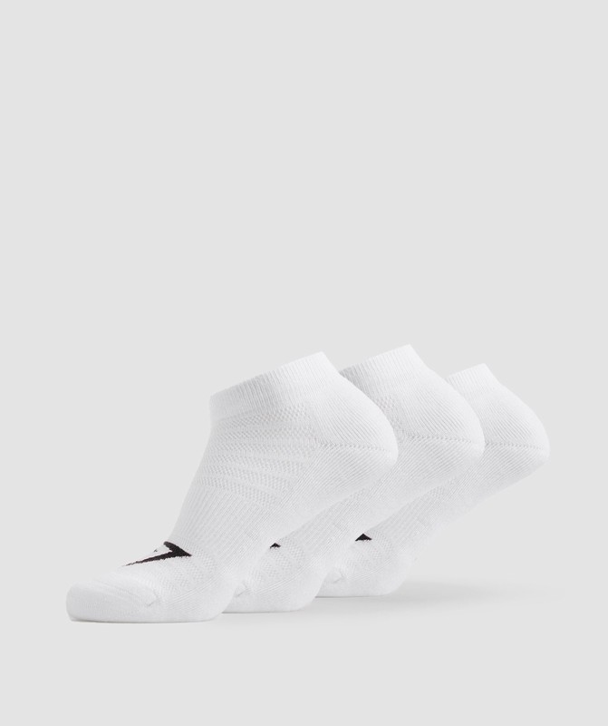 Gymshark Ankle Socks 3pk White | 29736XRKZ