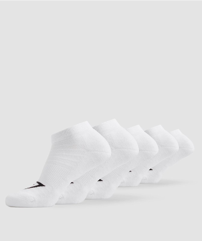 Gymshark Ankle Socks 5pk White | 05984FDOV