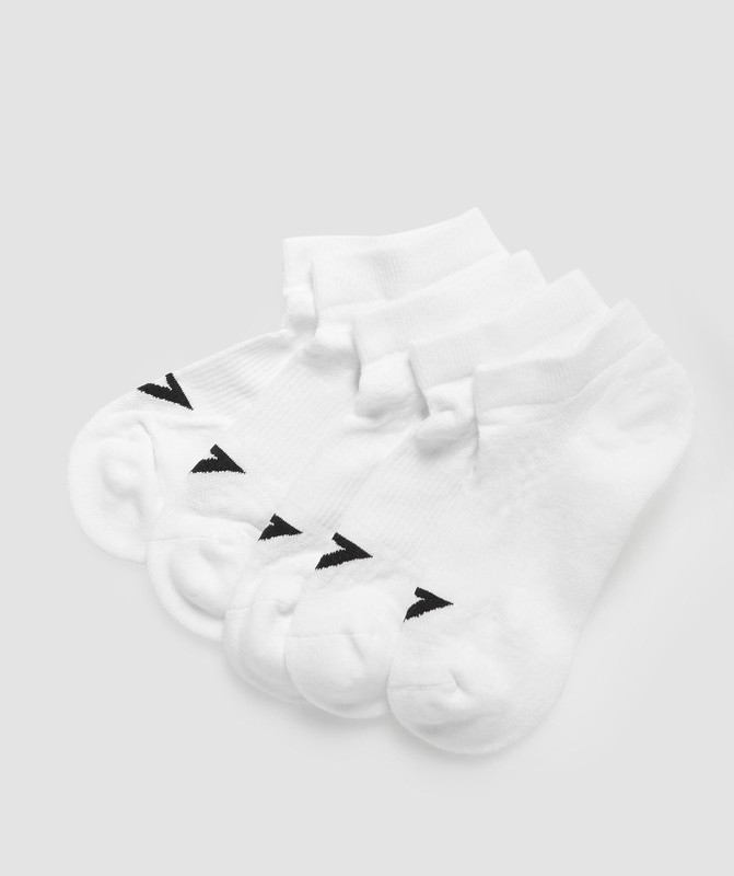 Gymshark Ankle Socks 5pk White | 25807ZYHN
