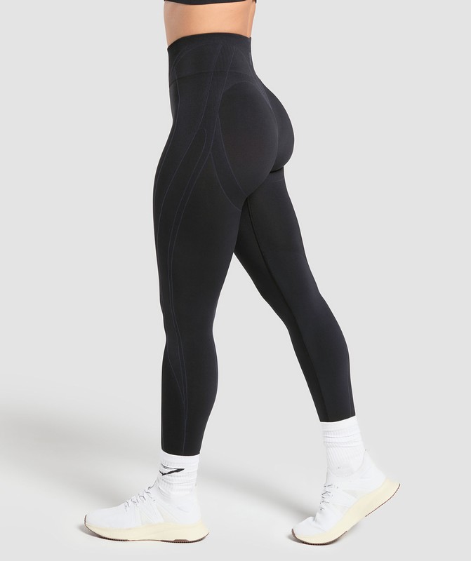 Gymshark Apex Contrast Leggings Black / Brushed Grey | 73250GEFX