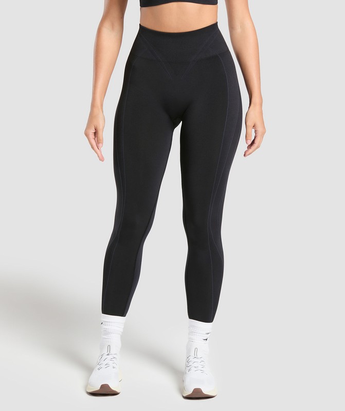 Gymshark Apex Contrast Leggings Black / Brushed Grey | 73250GEFX