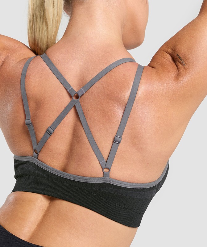 Gymshark Apex Contrast Sports Bra Black / Brushed Grey | 53867AOCX