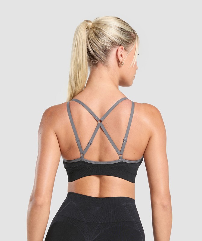 Gymshark Apex Contrast Sports Bra Black / Brushed Grey | 53867AOCX