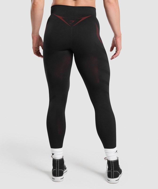 Gymshark Apex Lift Seamless Leggings Black / Reps Red | 86537ATJQ