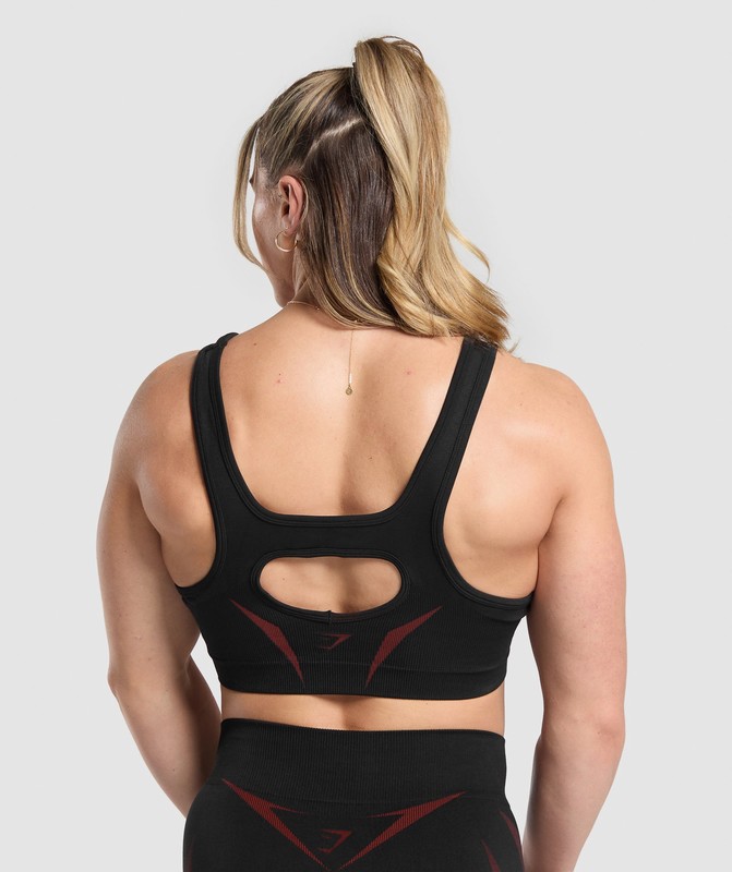 Gymshark Apex Lift Sports Bra Black / Reps Red | 10239YJIC