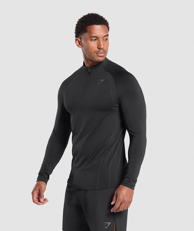 Gymshark Apex Seamless 1/4 Zip Black / Dark Grey | 28906YEIP