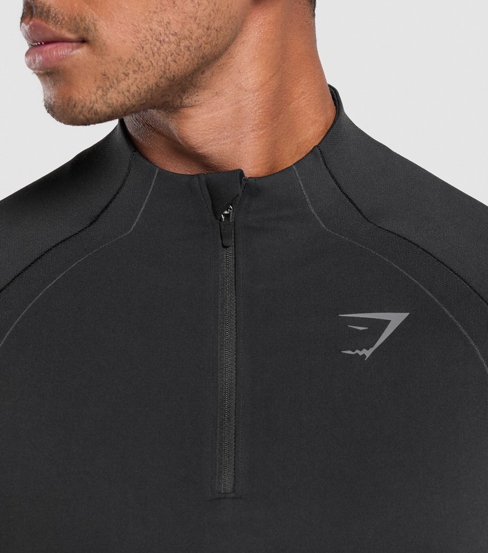 Gymshark Apex Seamless 1/4 Zip Black / Dark Grey | 28906YEIP