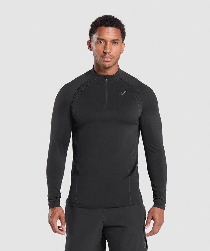 Gymshark Apex Seamless 1/4 Zip Black / Dark Grey | 28906YEIP