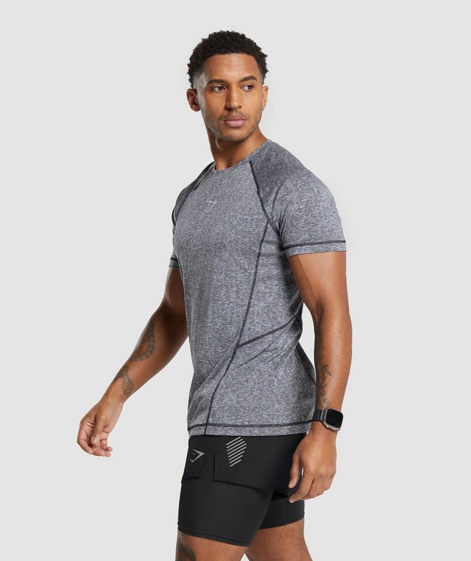 Gymshark Apex T-Shirt Black / Light Grey | 40215LADK