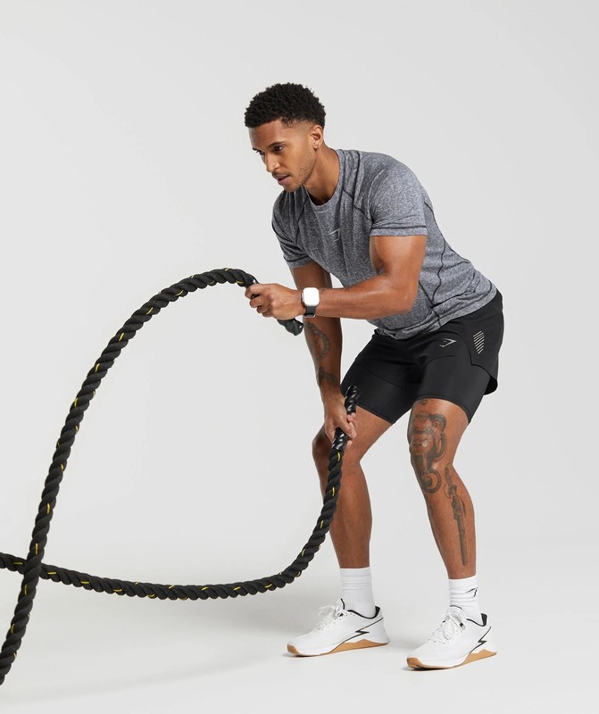 Gymshark Apex T-Shirt Black / Light Grey | 40215LADK