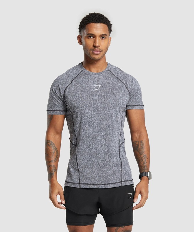 Gymshark Apex T-Shirt Black / Light Grey | 40215LADK