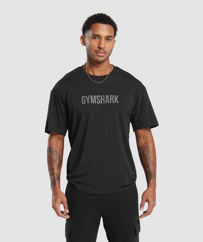 Gymshark Apollo Oversized T-Shirt Black | 48036LXMA