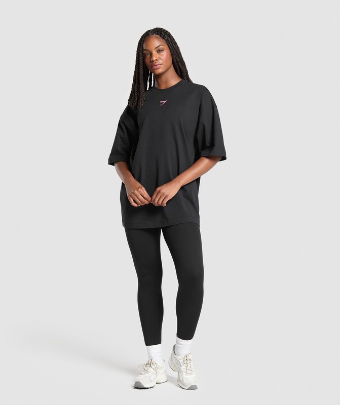 Gymshark Arabic Oversized Graphic T-Shirt Black / Physical Pink | 67829CBSP
