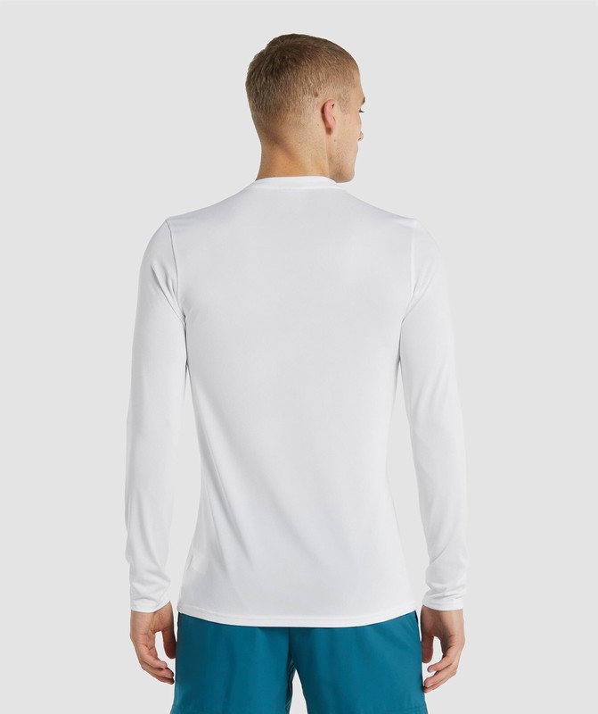 Gymshark Arrival Long Sleeve T-Shirt White | 09867SNWY