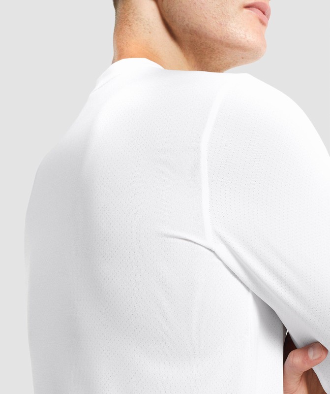 Gymshark Arrival Long Sleeve T-Shirt White | 09867SNWY