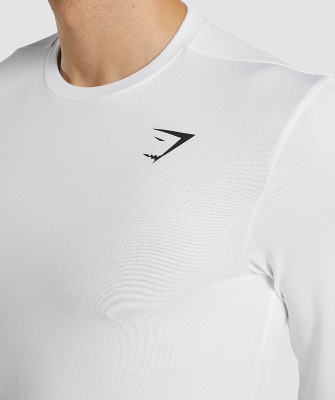 Gymshark Arrival Long Sleeve T-Shirt White | 09867SNWY