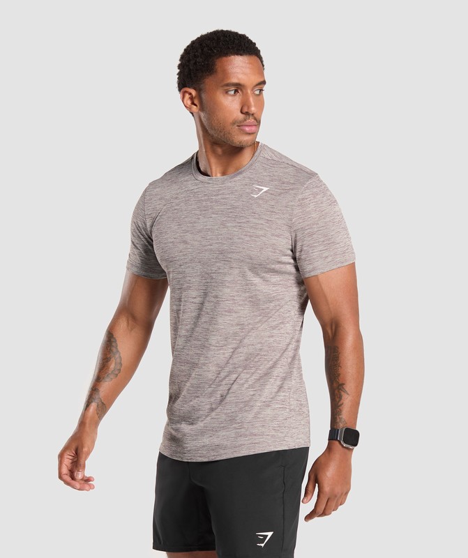 Gymshark Arrival Marl T-Shirt Pebble Grey / Powder Mauve Marl | 45612UHRW