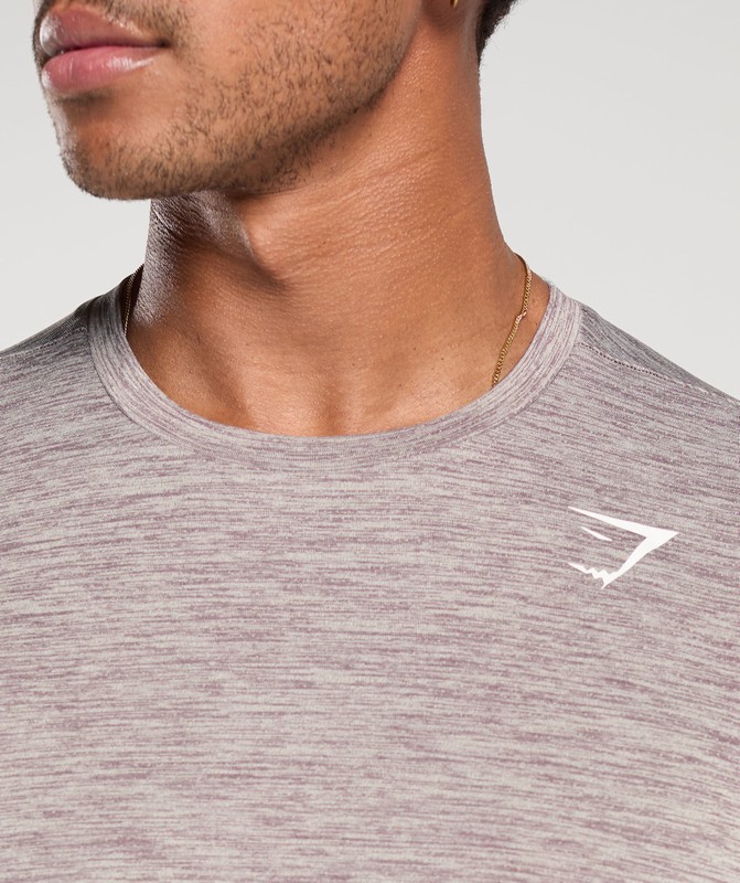 Gymshark Arrival Marl T-Shirt Pebble Grey / Powder Mauve Marl | 45612UHRW