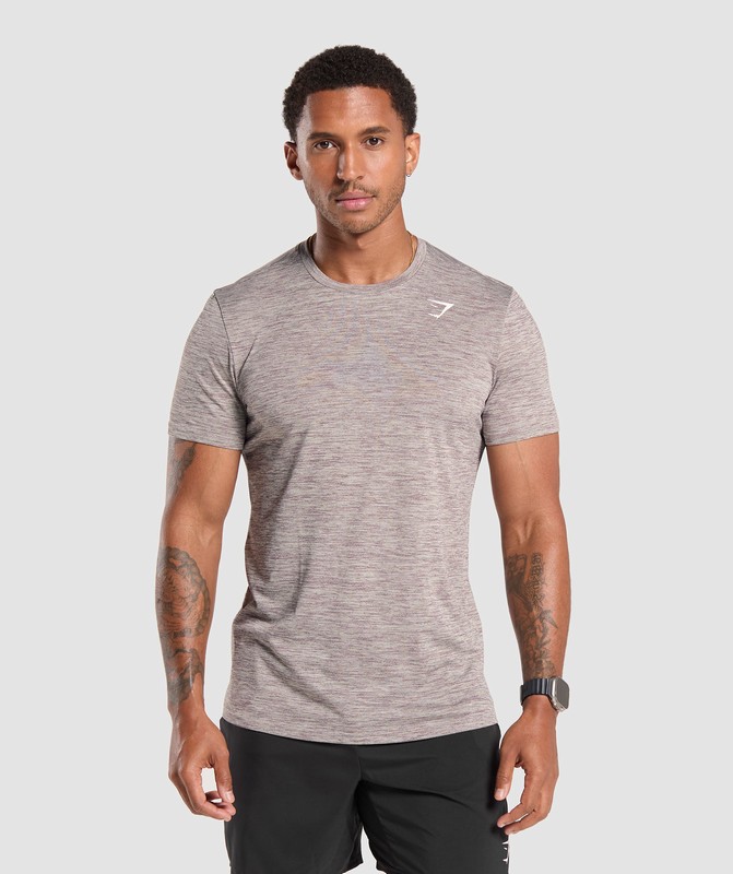 Gymshark Arrival Marl T-Shirt Pebble Grey / Powder Mauve Marl | 45612UHRW