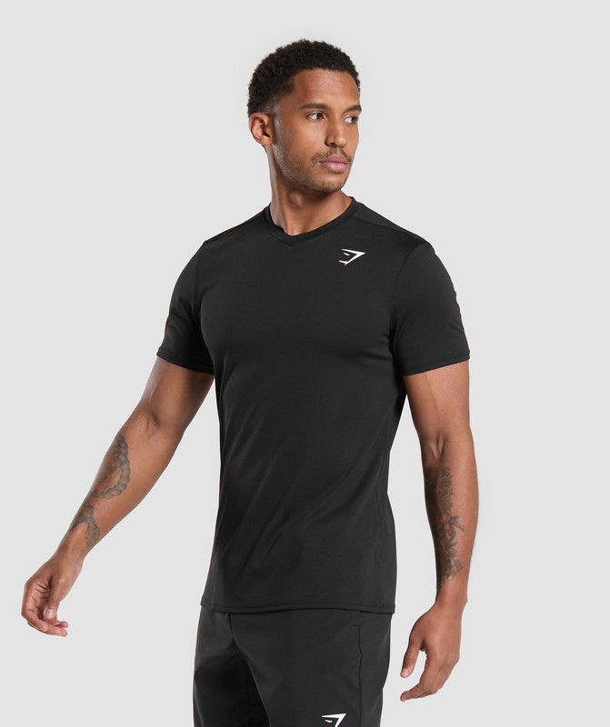 Gymshark Arrival V-Neck T Shirt Black | 50347QLUX